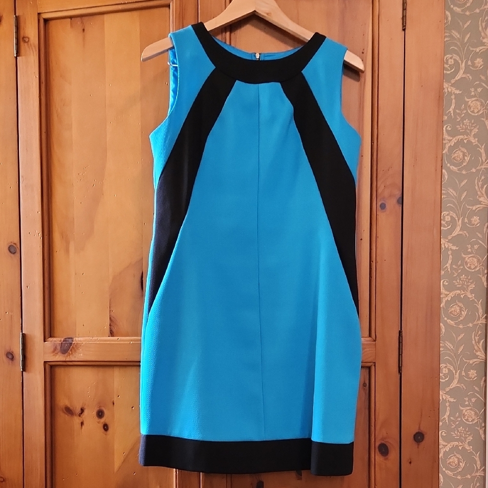London Times Vibrant Blue and Black Mini Dress